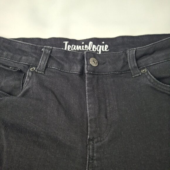 Jeaniologie Womens Bootcut Mid Rise Jeans Size 12 Black Wash Vintage - Picture 9 of 13